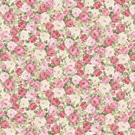 Victorian Rose Cotton Fabric: My Victorian Garden Collection by Henry Glass