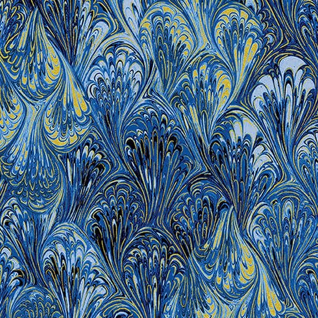 Cobalt Marble Cotton Fabric: Benartex Venetian Print, 44" Wide