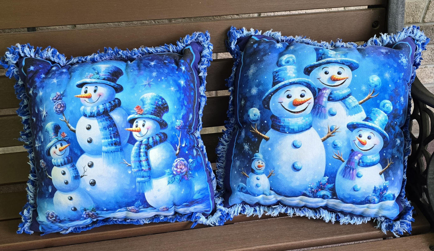 Handmade Cotton Flannel Rag Quilt Pillow:  Square Throw Pillow