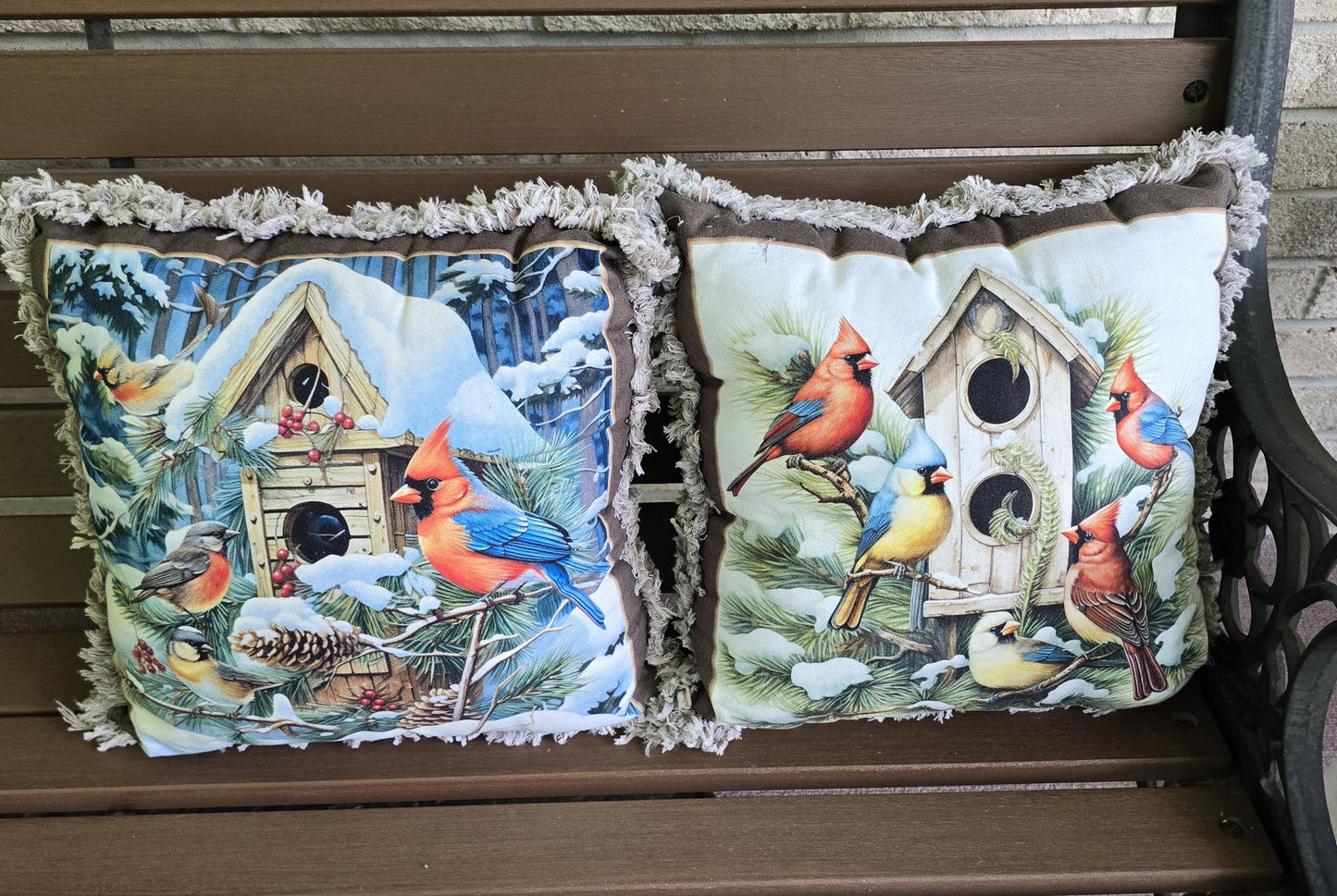 Handmade Cotton Flannel Rag Quilt Pillow:  Square Throw Pillow