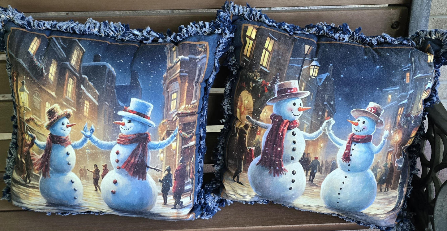 Handmade Cotton Flannel Rag Quilt Pillow:  Square Throw Pillow