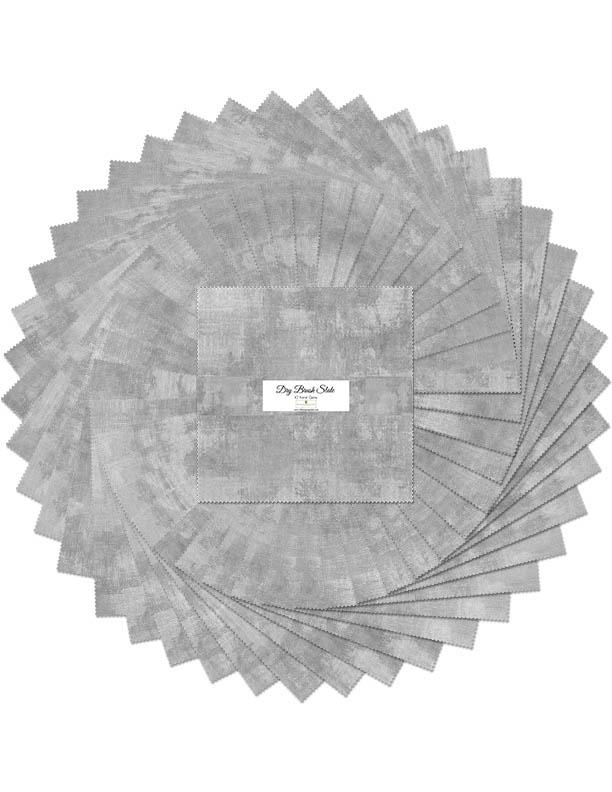 Dry Brush Slate Fabric Squares: 10" Cotton Layer Cake (42 pcs) by Wilmington Prints