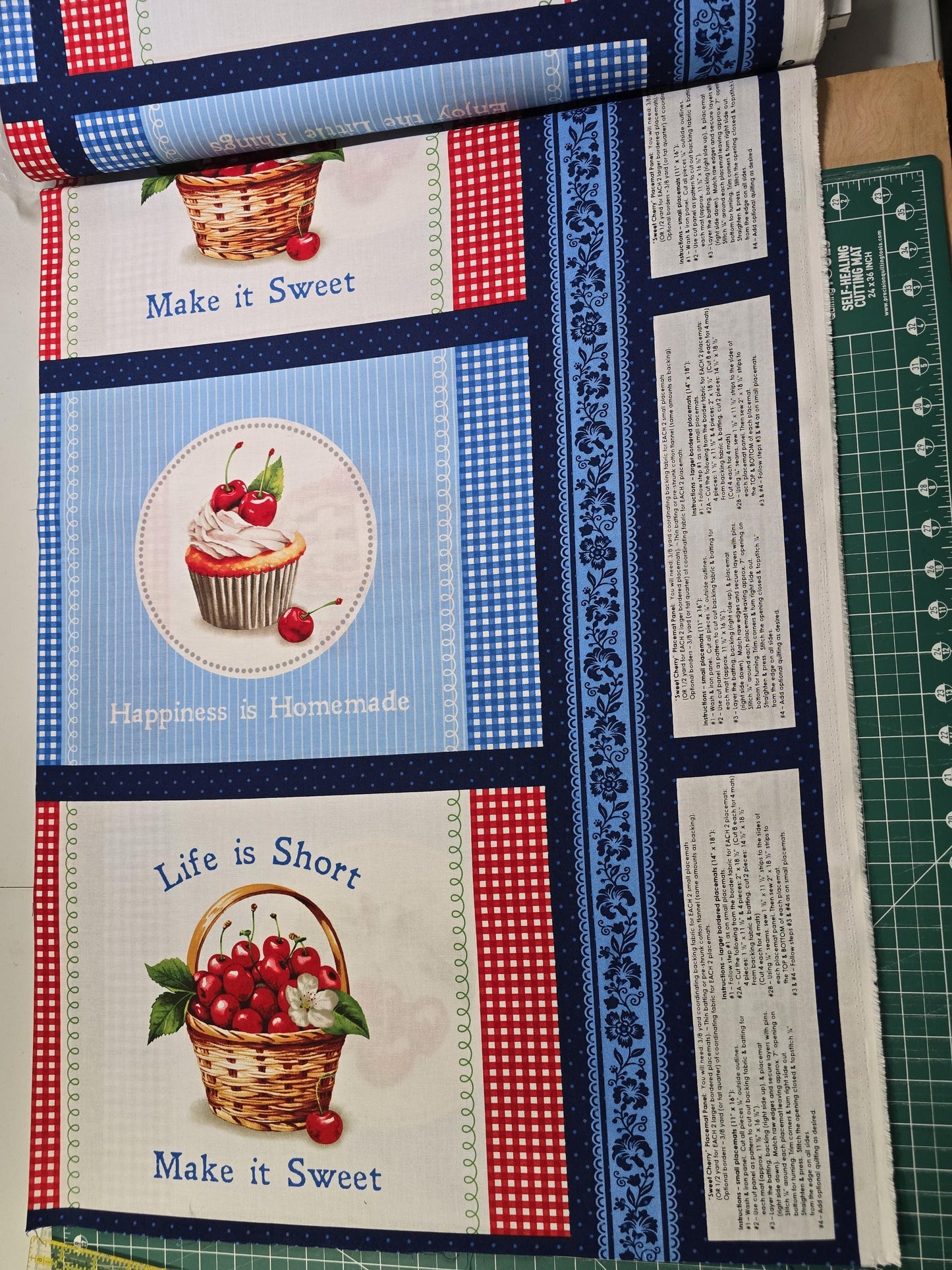 Sweet Cherry Placemat Panel by Wilmington Prints