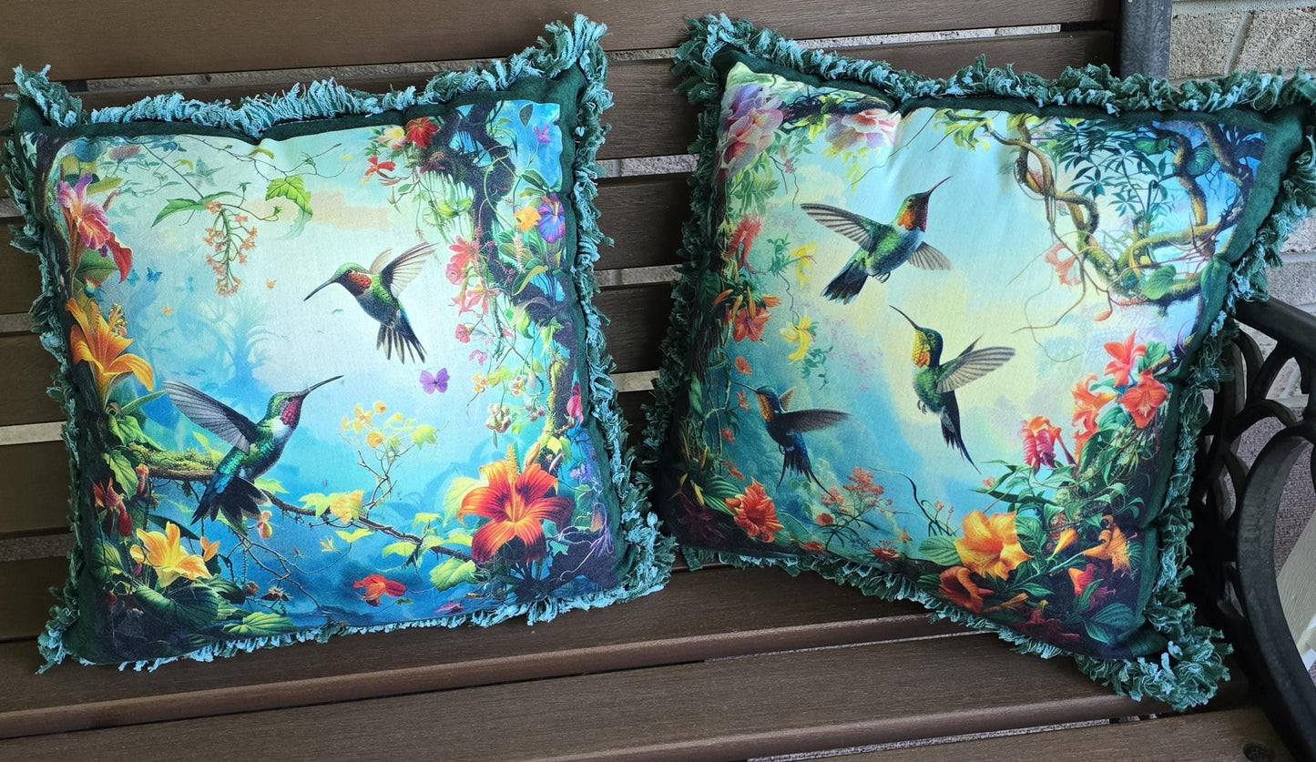 Handmade Cotton Flannel Rag Quilt Pillow:  Square Throw Pillow