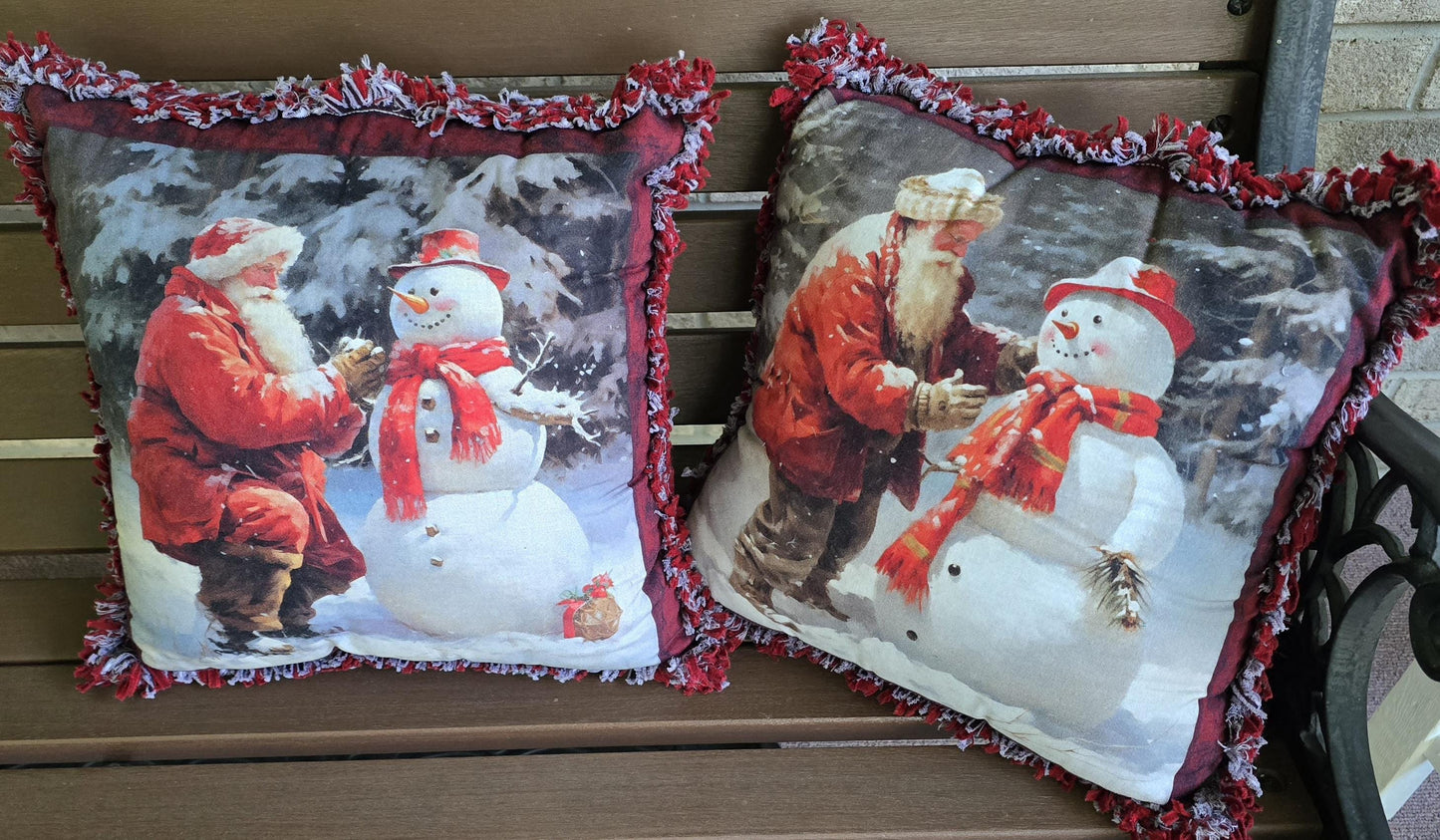 Handmade Cotton Flannel Rag Quilt Pillow:  Square Throw Pillow