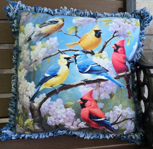 Handmade Cotton Flannel Rag Quilt Pillow:  Square Throw Pillow