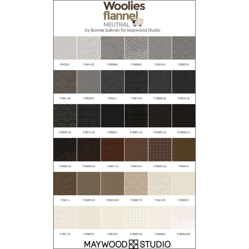 Maywood Studios Neutrals Vol 2 | 10 Flannel Squares | 42 Precut Pieces in Grays & Browns