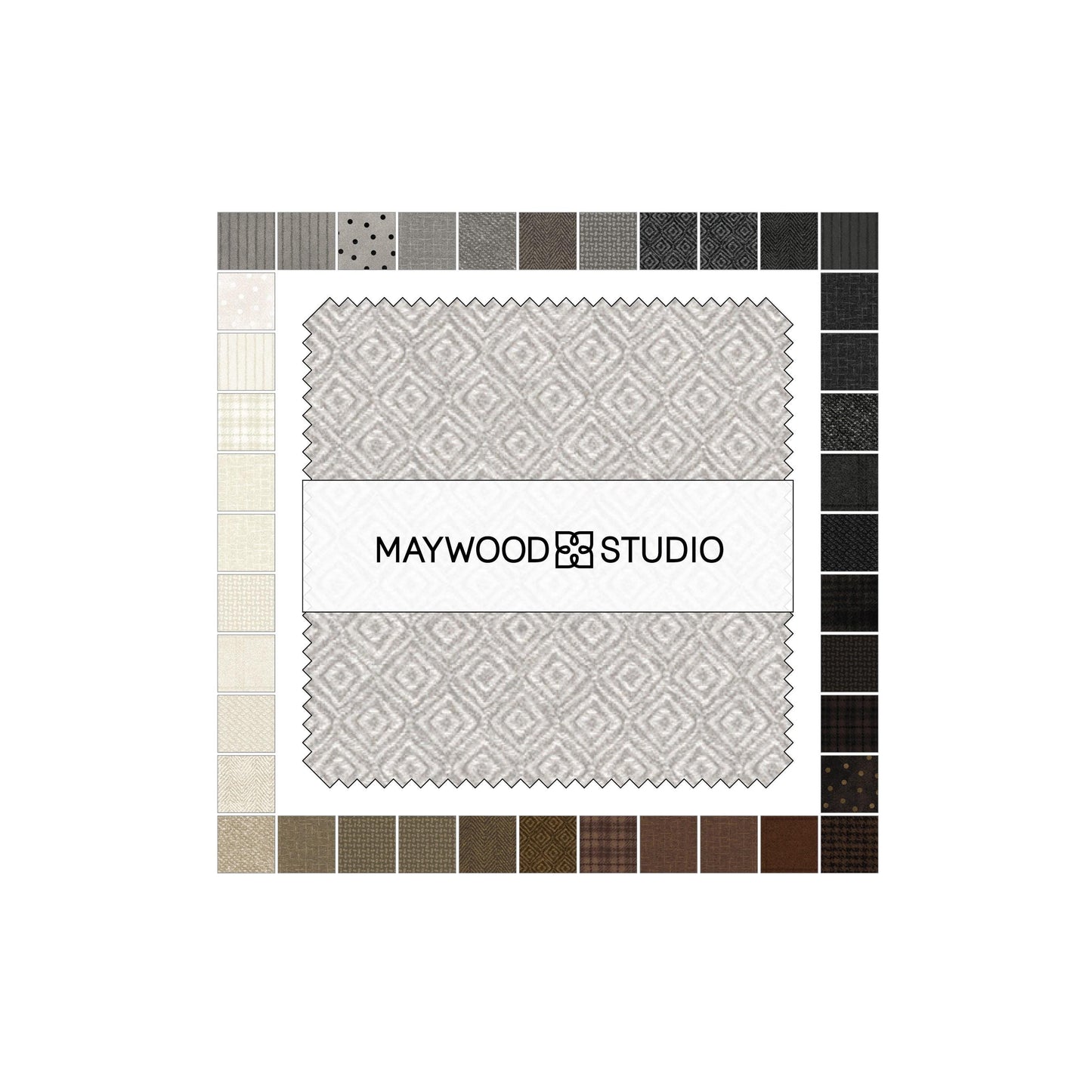 Maywood Studios Neutrals Vol 2 | 10 Flannel Squares | 42 Precut Pieces in Grays & Browns