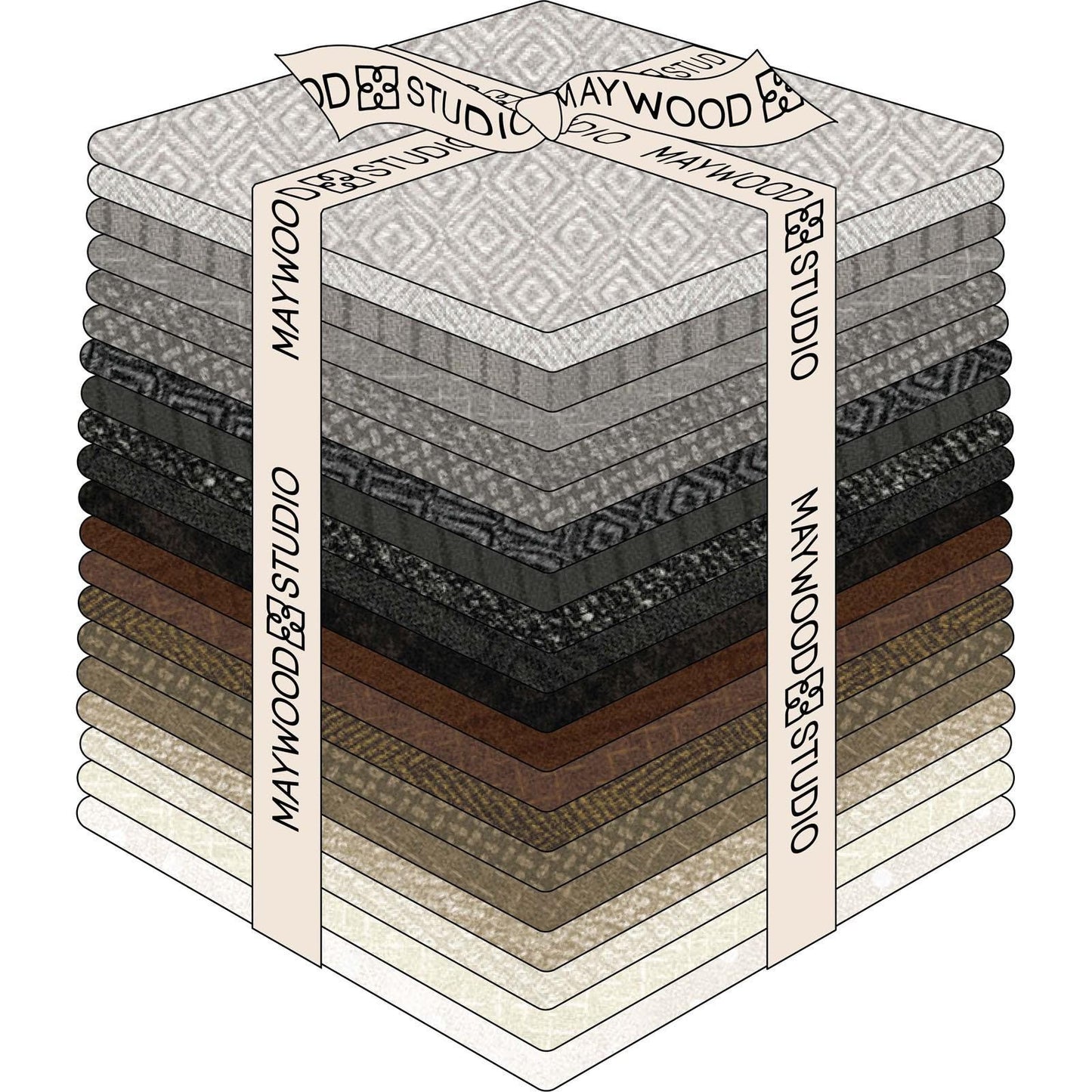 Maywood Studios Neutrals Vol 2 | 10 Flannel Squares | 42 Precut Pieces in Grays & Browns