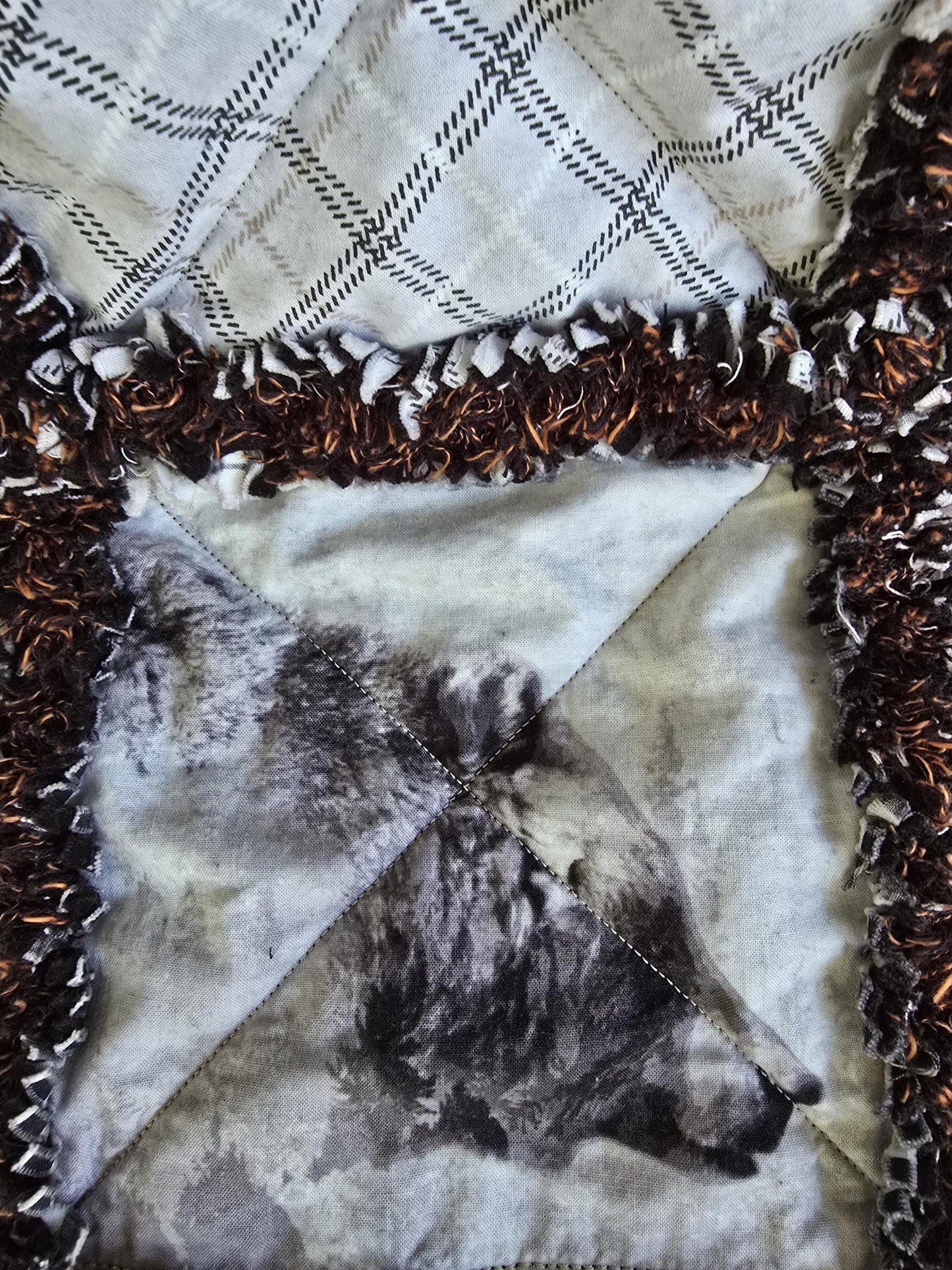 Woodland Whispers Rag Quilt Throw  Moose, Bear, Elk & Fox  Rustic Cabin Decor  Handmade Cotton Flannel Quilt  Cozy Lap Blanket 52"x67"