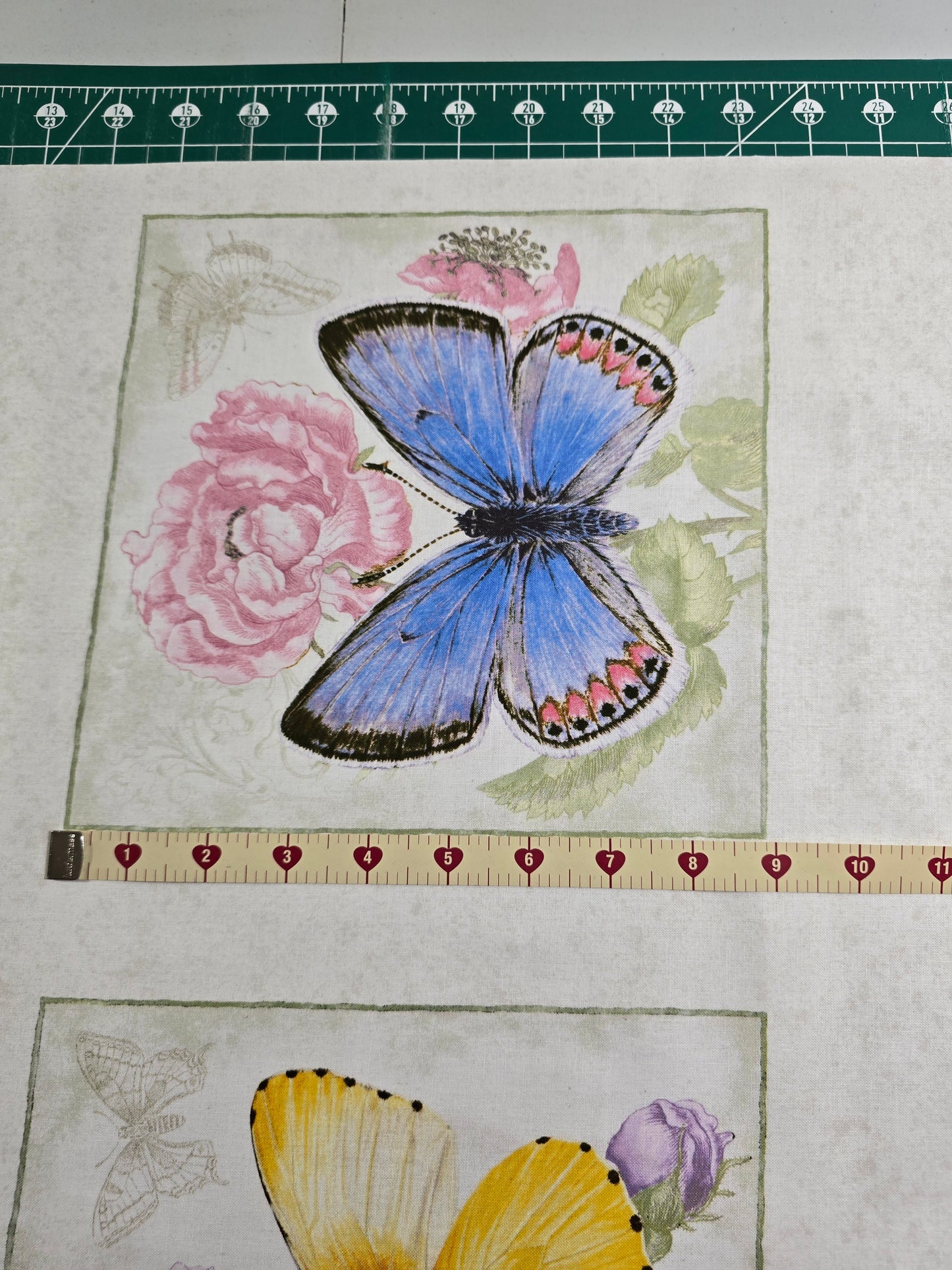 Henry Glass Fluttering Florals Quilt Blocks Panel Cotton Fabric