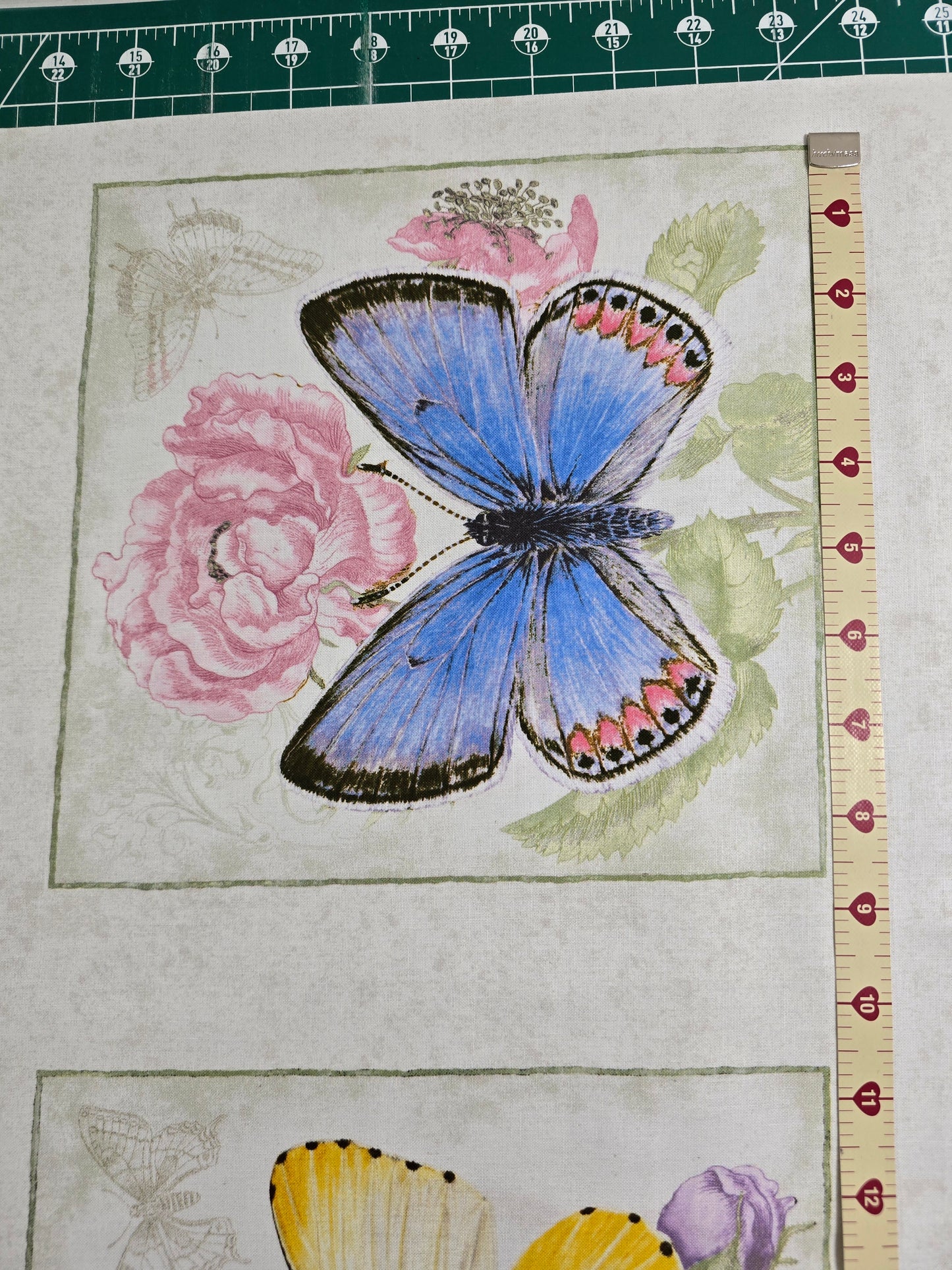 Henry Glass Fluttering Florals Quilt Blocks Panel Cotton Fabric