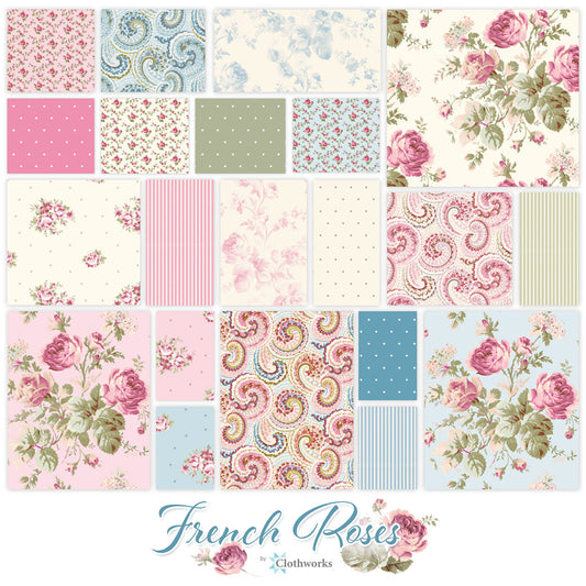 French Roses Fabric Collection by Clothworks – Vintage Elegance in Pastel Florals