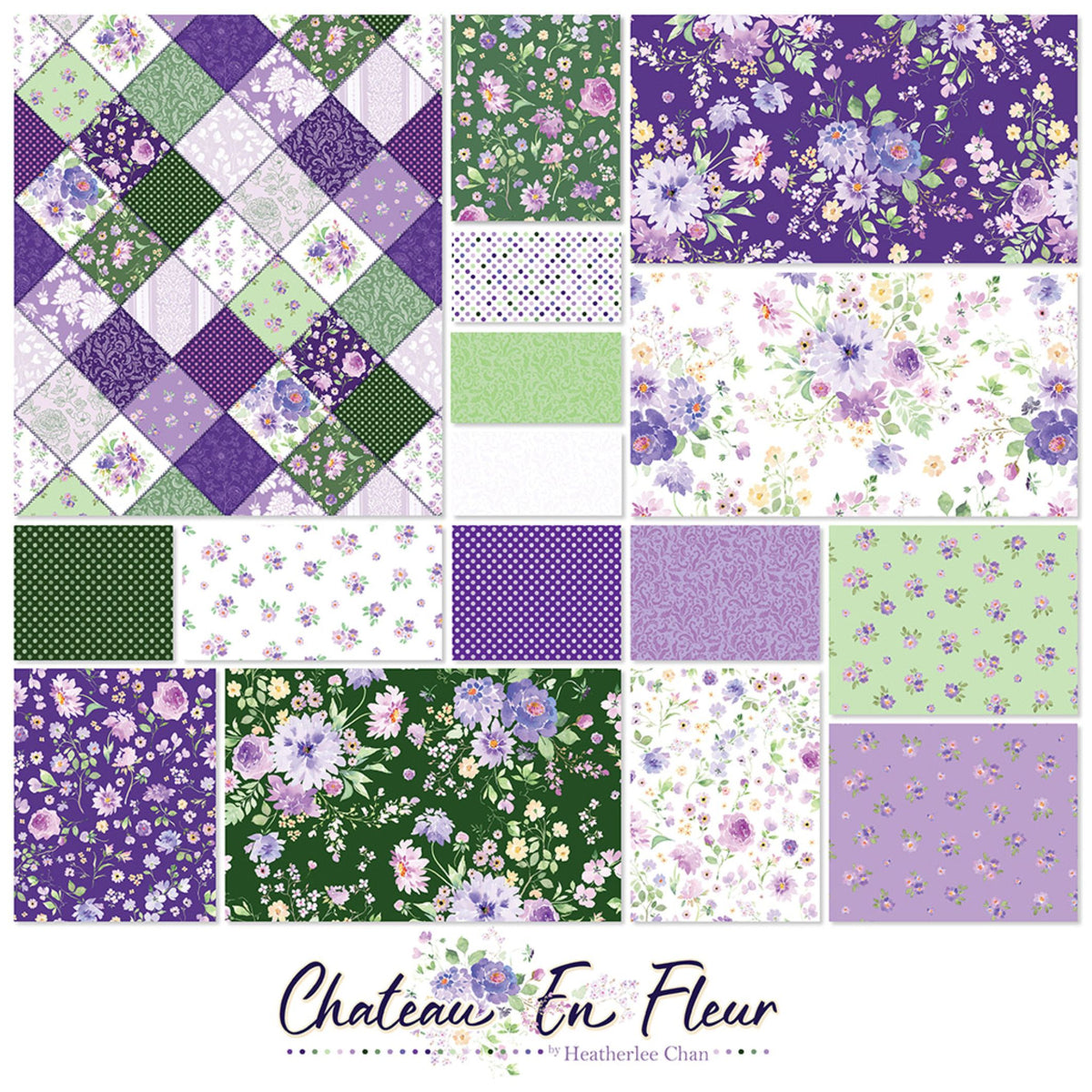 Chateau En Fleur 10 inch precut cotton squares, 42 Piece Quilt Kit.